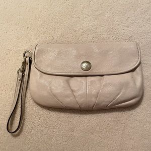 Coach Leather Wristlet, Cream